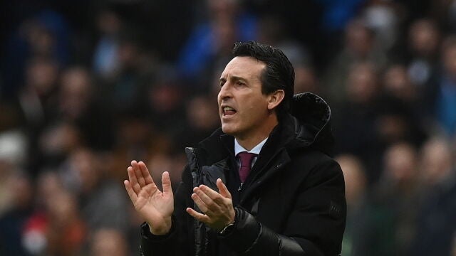 Unai Emery con el Aston Villa.