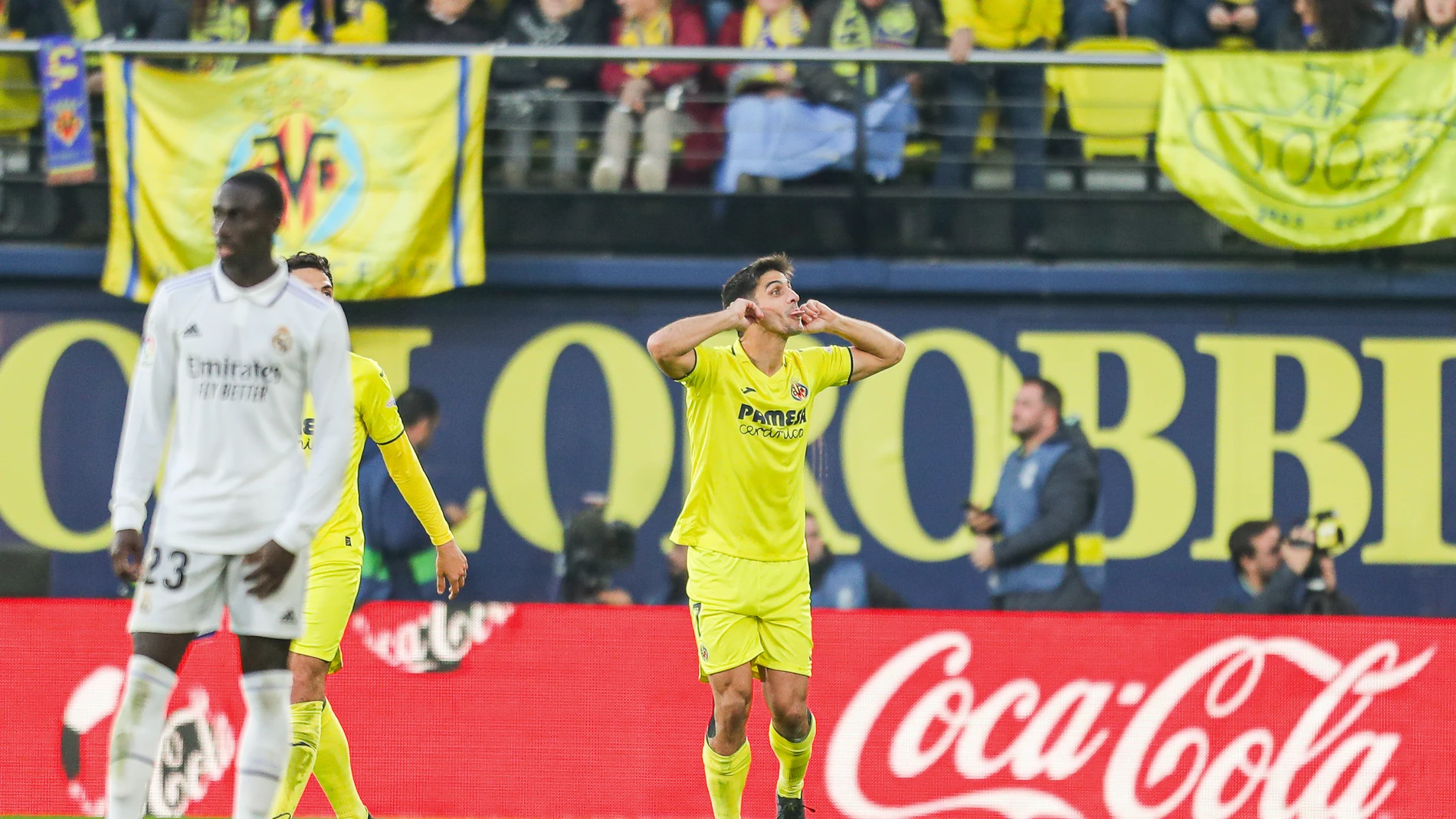 Gerard Moreno celebra el gol que dio la victoria a su equipo en el Villarreal-Real Madrid