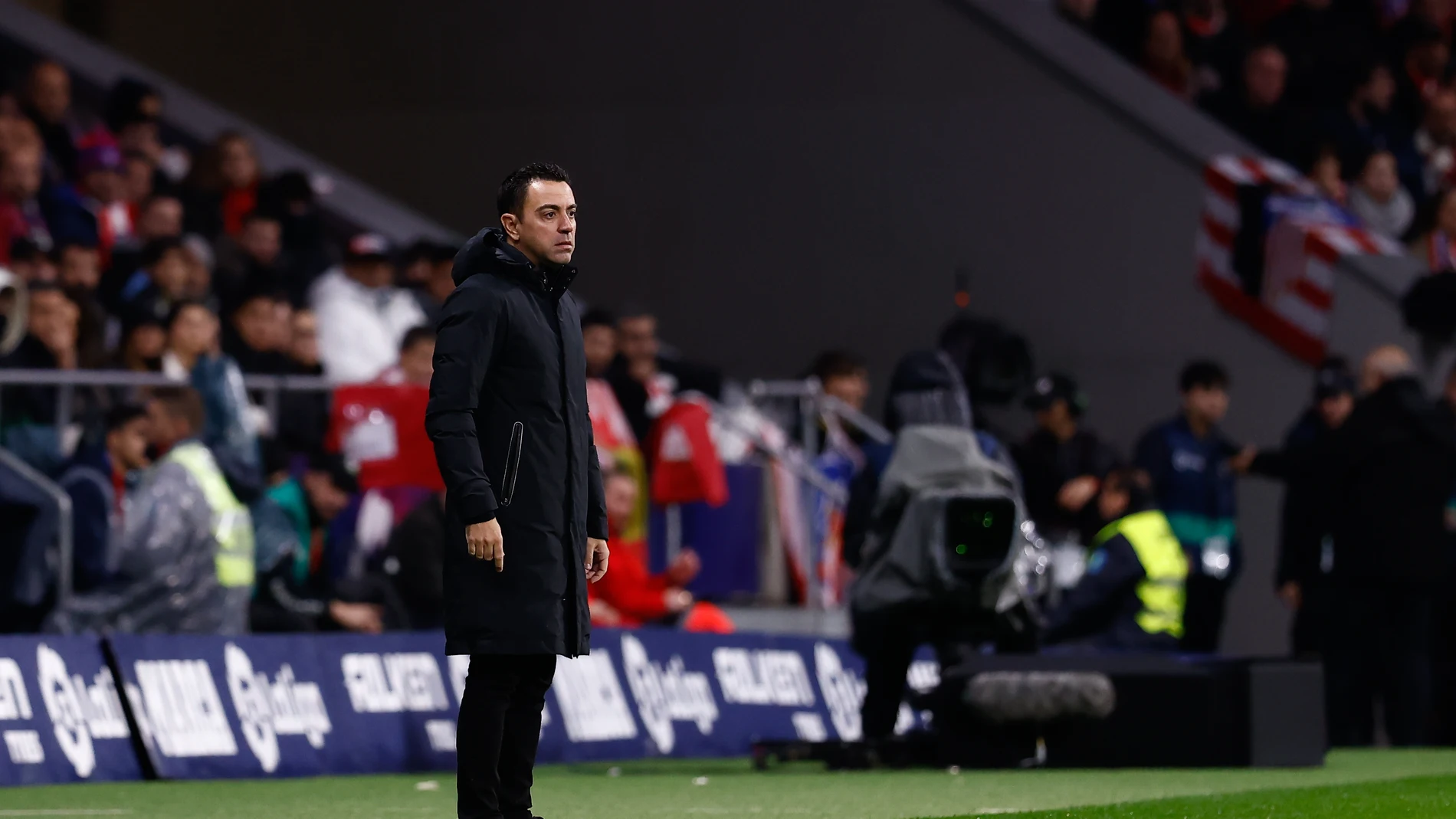 Xavi Hernandez, head coach of FC Barcelona, looks on during the spanish league, La Liga Santander, football match played between Atletico de Madrid and FC Barcelona at Civitas Metropolitano stadium on January 08, 2023, in Madrid, Spain.AFP7 08/01/2023 ONLY FOR USE IN SPAIN