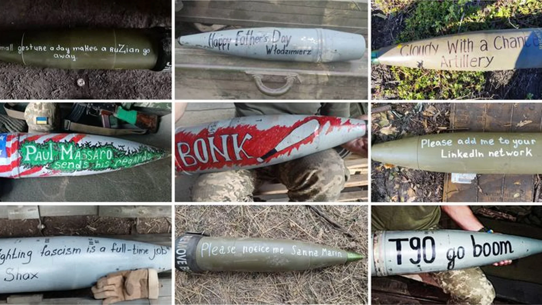 La ONG de Sokolenko ofrece mensajes en varias municiones y garantiza que el donante recibirá una foto con el artefacto dedicado