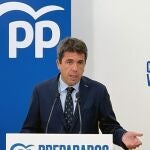 El presidente del Partido Popular de la Comunitat Valenciana, Carlos Mazón