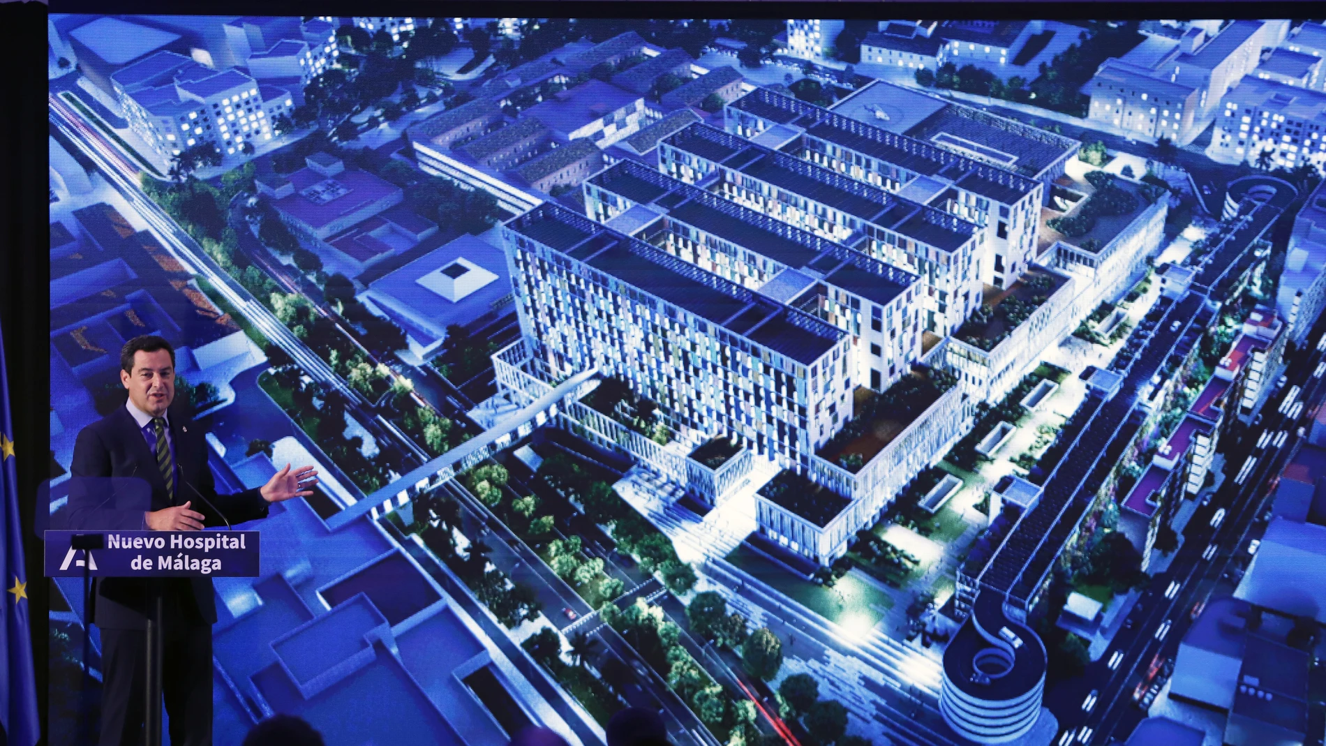 Presentación del anteproyecto del tercer hospital de Málaga en agosto de 2021