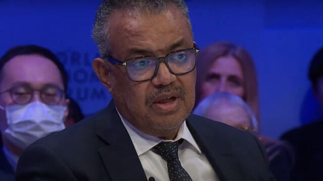 El director general de la Organización Mundial de la Salud (OMS), Tedros Adhanom Ghebreyesus, en el Foro Económico Mundial de Davos (Suiza)