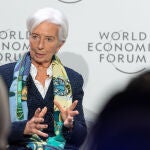 Christine Lagarde, presidenta del Banco Central Europeo, en una de las sesiones del Foro de Davos