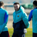 Xavi Hernández, durante un entrenamiento del Barcelona