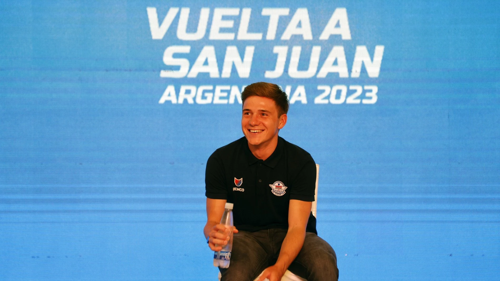Remco Evenepoel, en la rueda de prensa de presentación de la Vuelta a San Juan