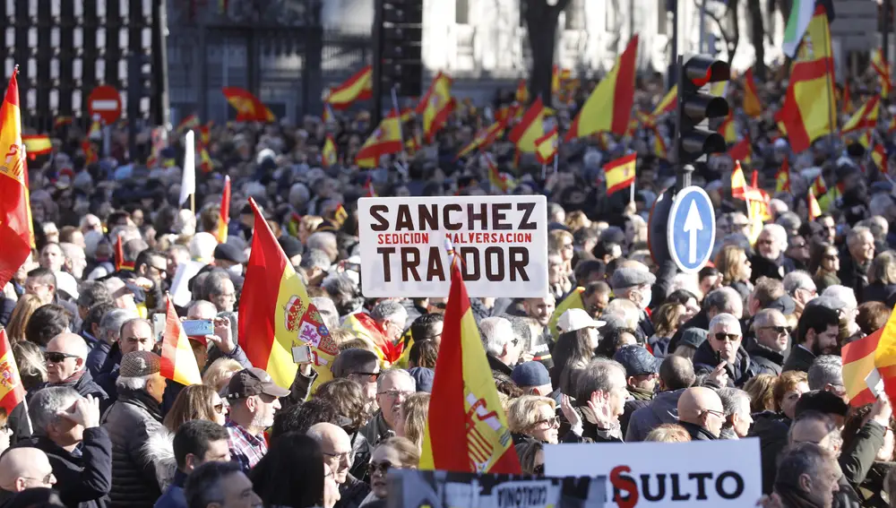 Manifestación en Cibeles con el lema &quot;Por España, La Democracia y La Constitución&quot;.
