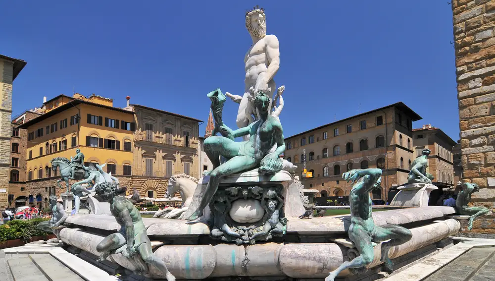 La fuente de Neptuno, situada en la Piazza della Signoria