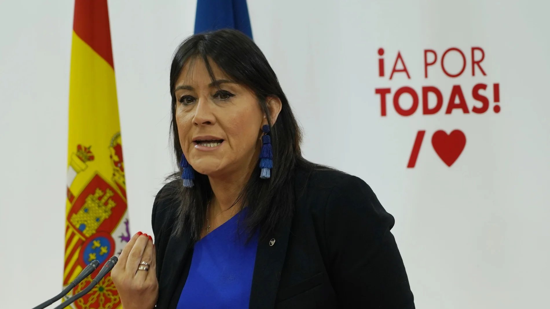 Ana anchez, secretaria de organización del PSOE de castilla y León, atiende a la prensa