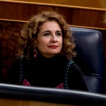 La ministra de Hacienda y Función Pública, María Jesús Montero, durante una sesión plenaria en el Congreso