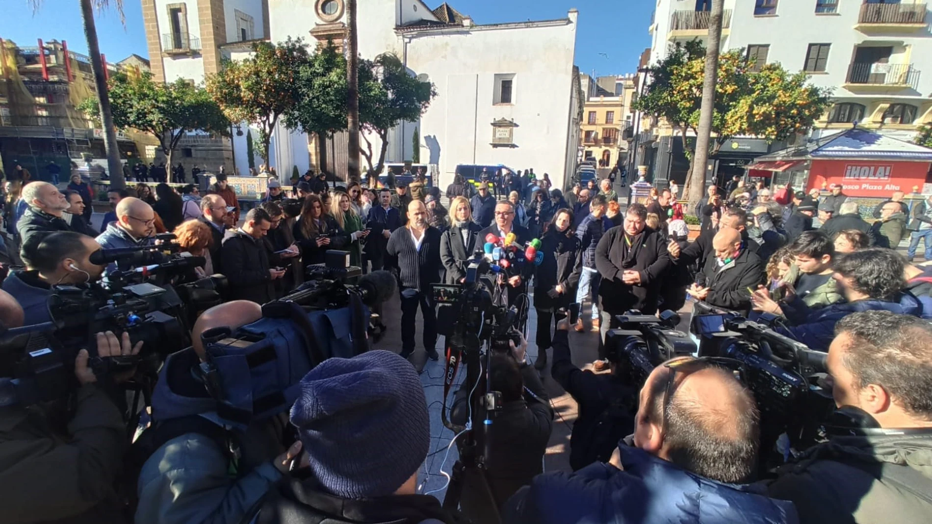 El portavoz de Vox en el Parlamento de Andalucía, Manuel Gavira, este jueves durante sus declaraciones en Algeciras (Cádiz). VOX26/01/2023