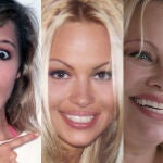 Pamela Anderson, de izda. a dcha., en 1989, 1996 y a principios de 2022, cuando se estaba rodando el nuevo documental de Netflix