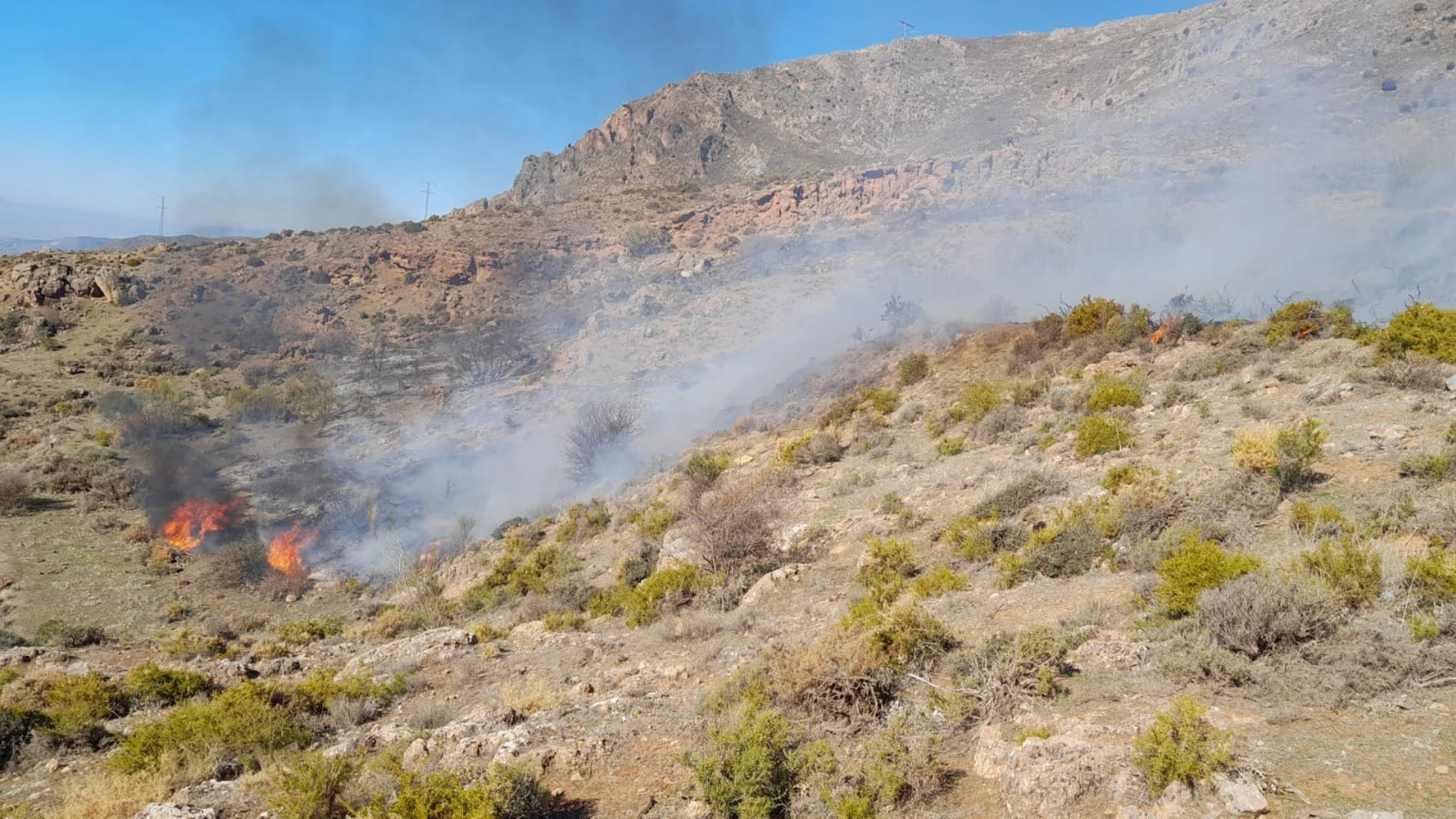 Incendio en un paraje de Güejar Sierra, en Granada