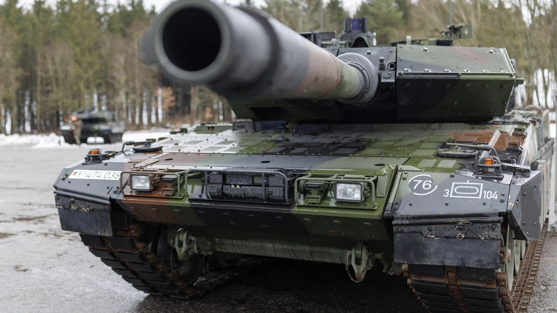 El nuevo modelo del Leopard 2 A7V del Ejército alemán durante una ceremonia en Pfreimd, Alemania