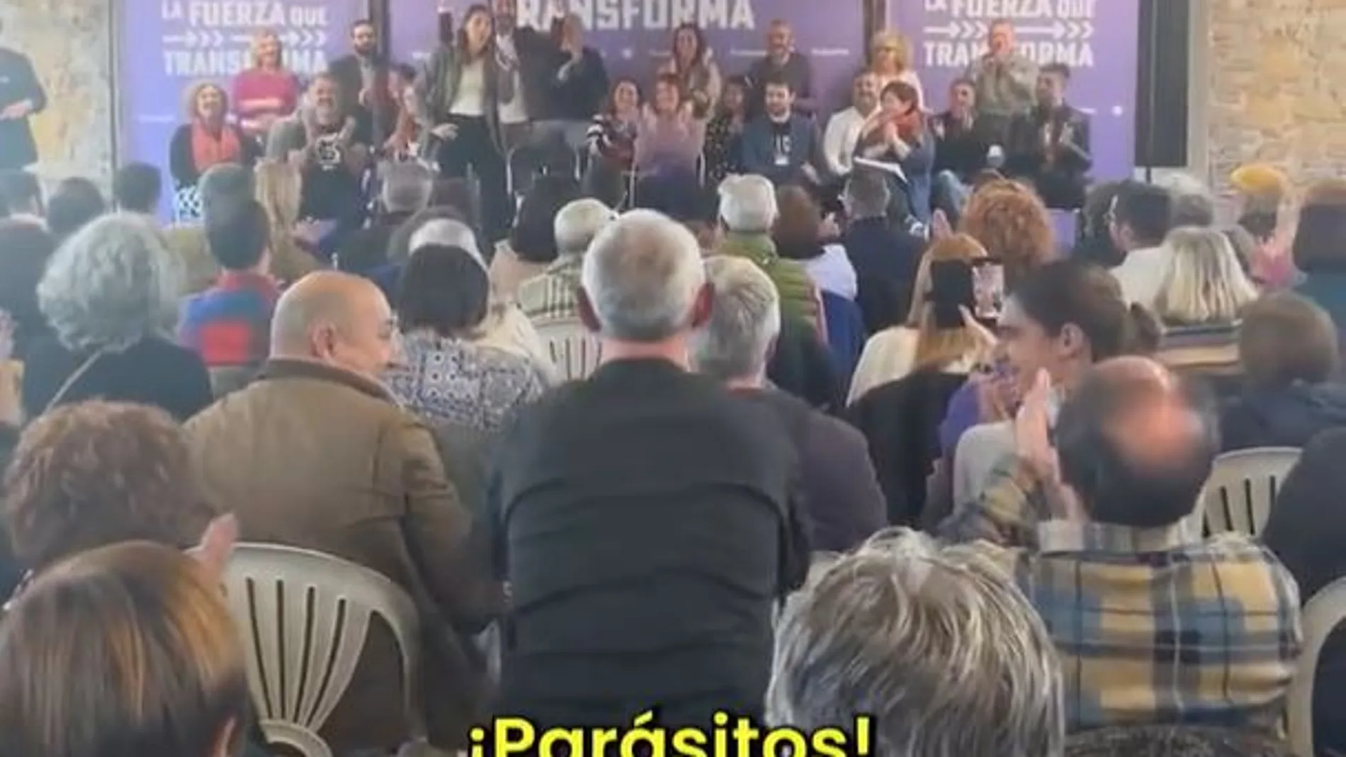 Escrache a Irene Montero en un acto de Podemos en Murcia