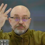 Ukraine's Defense Minister Oleksii Reznikov addresses press conference