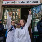 Marcha llevada a cabo por los médicos y pediatras de Atención Primaria este miércoles en Madrid