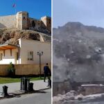 El antes y el después del antiguo castillo de Gaziantep tras los fuertes seísmos sufridos en Turquía y Siria