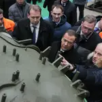 Deputy head of Russia&#39;s Security Council Dmitry Medvedev visits the Omsk transport machine factory