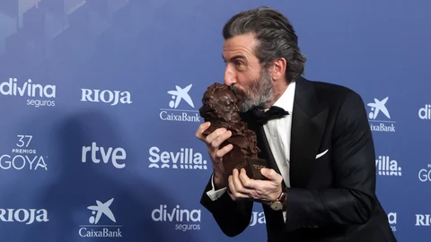 Luis Zahera, en una imagen de archivo, recogiendo el Goya a mejor actor de reparto.