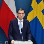 Polish Prime Minister Mateusz Morawiecki on a visit to Sweden