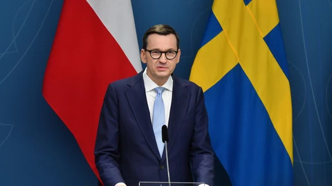 Polish Prime Minister Mateusz Morawiecki on a visit to Sweden