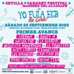 Cartel con los artistas que asistirán al evento "revival" de Cabaret Festival en Sevilla