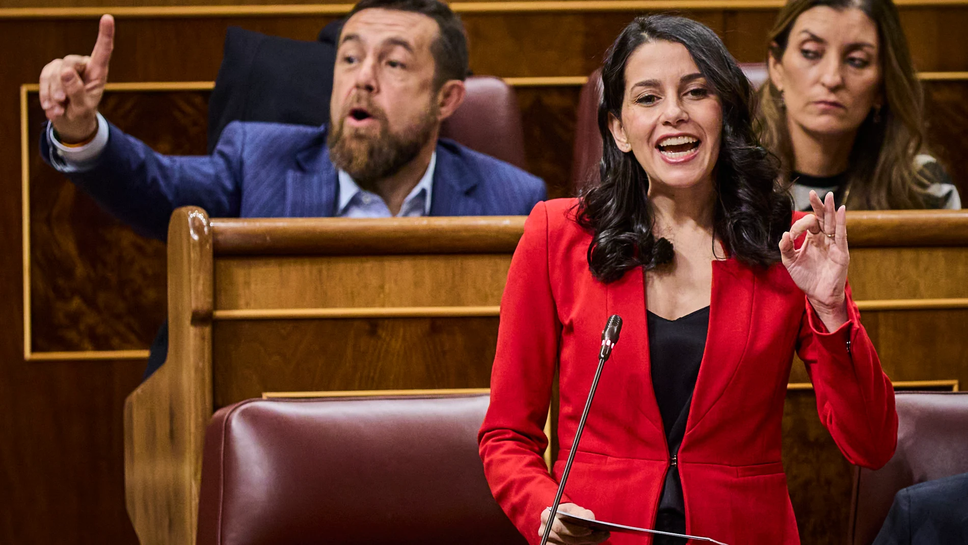 Inés Arrimadas, portavoz de Ciudadanos durante la sesión de control al gobierno en el Congreso de los Diputados.
