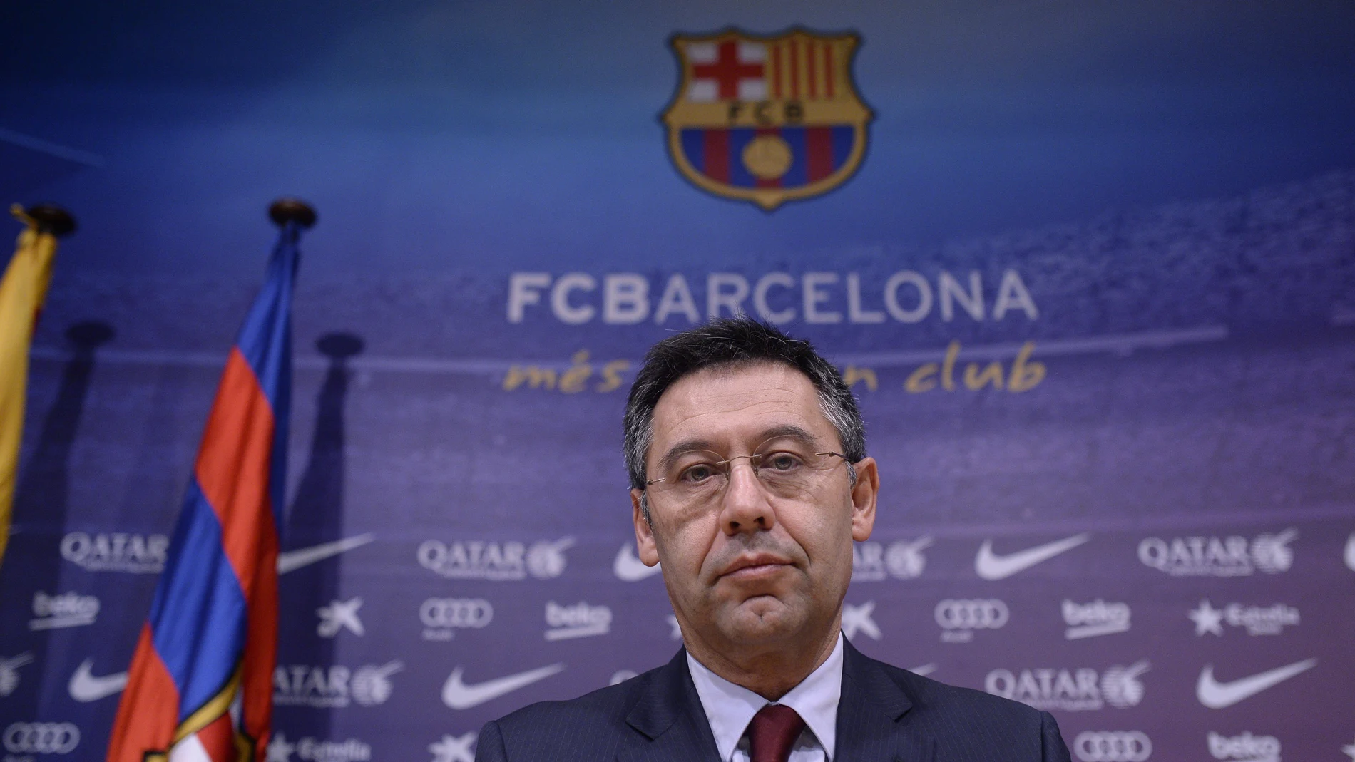FC Barcelona's president Josep Maria Bartomeu attends a press conference at the Camp Nou stadium in Barcelona, Spain.