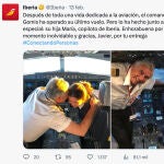 Padre e hija al mando: la emotiva despedida del comandante Javier Gomis en su último vuelo con Iberia"