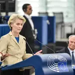 La presidenta de la Comisión Europea, Ursula Von der Leyen, en Estrasburgo