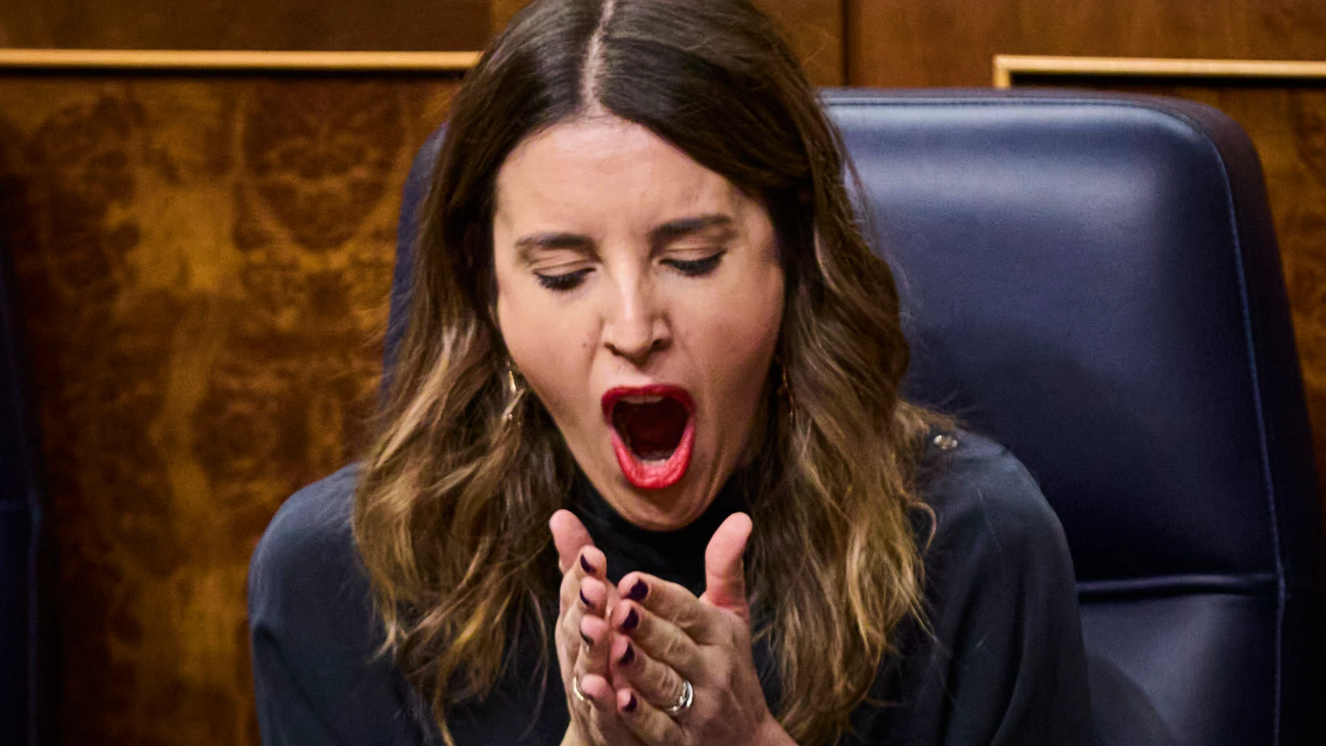 Irene Montero, Ministra de Igualdad durante la sesión de control al gobierno en el Congreso de los Diputados.
