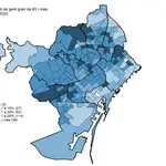 El mapa de la población de más de 65 años repartida por barrios