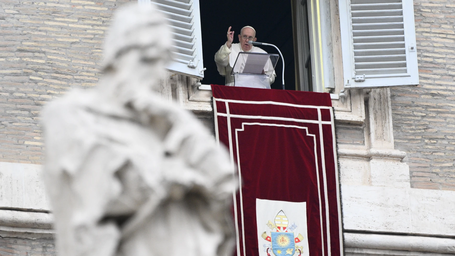 El Papa este fin de semana durante el rezo de Ángelus en el Vaticano
