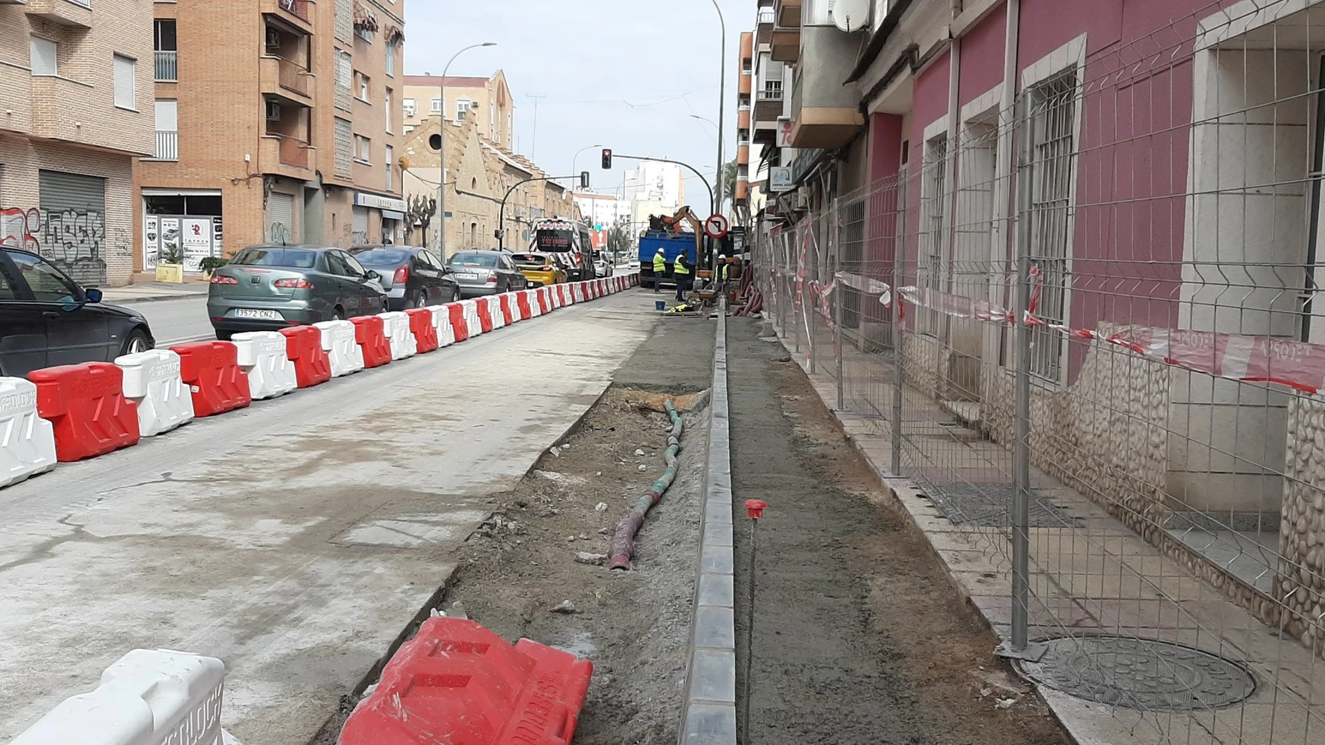 Imagen de una de las vías en obras en Murcia