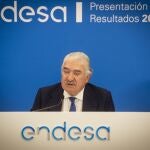 El consejero delegado de Endesa, José Bogas, interviene en una rueda de prensa para comentar los resultados anuales de la compañía en el ejercicio 2022, en la sede social de Endesa en Madrid, a 24 de febrero de 2023, en Madrid (España).
