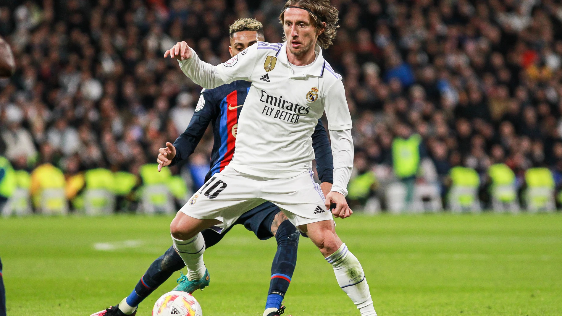 Luka Modric of Real Madrid in action during the Spanish Cup, Copa del Rey, Semi Finals football match played between Real Madrid and FC Barcelona at Santiago Bernabeu stadium on March 02, 2023, in Madrid, Spain. AFP7 02/03/2023 ONLY FOR USE IN SPAIN