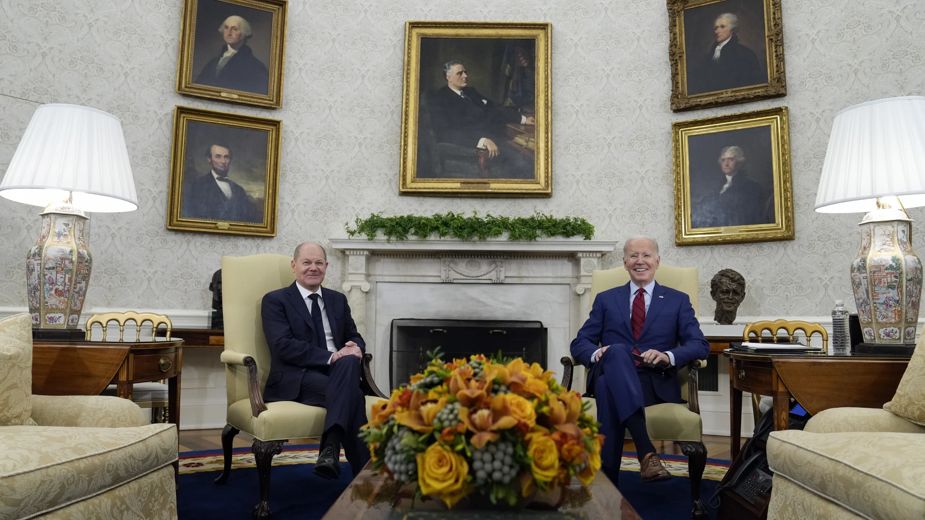 Joe Biden recibió ayer por segunda vez al canciller aleman, Olaf Scholz, en el Despacho Oval de la Casa Blanca