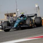  Spanish Formula One driver Fernando Alonso of the Aston Martin team is on track during the 1st Free Practice of the Bahrain Grand Prix at the Bahrain International Circuit.