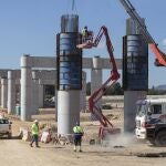 Obras del trazado de la linea del corredor mediterráneo que unirá Murcia y Almería, a su paso por La Tercia, Lorca, dentro del tramo Totana-Lorca.