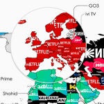En este mapa puedes ver la plataforma de streaming más usada en cada país del mundo.