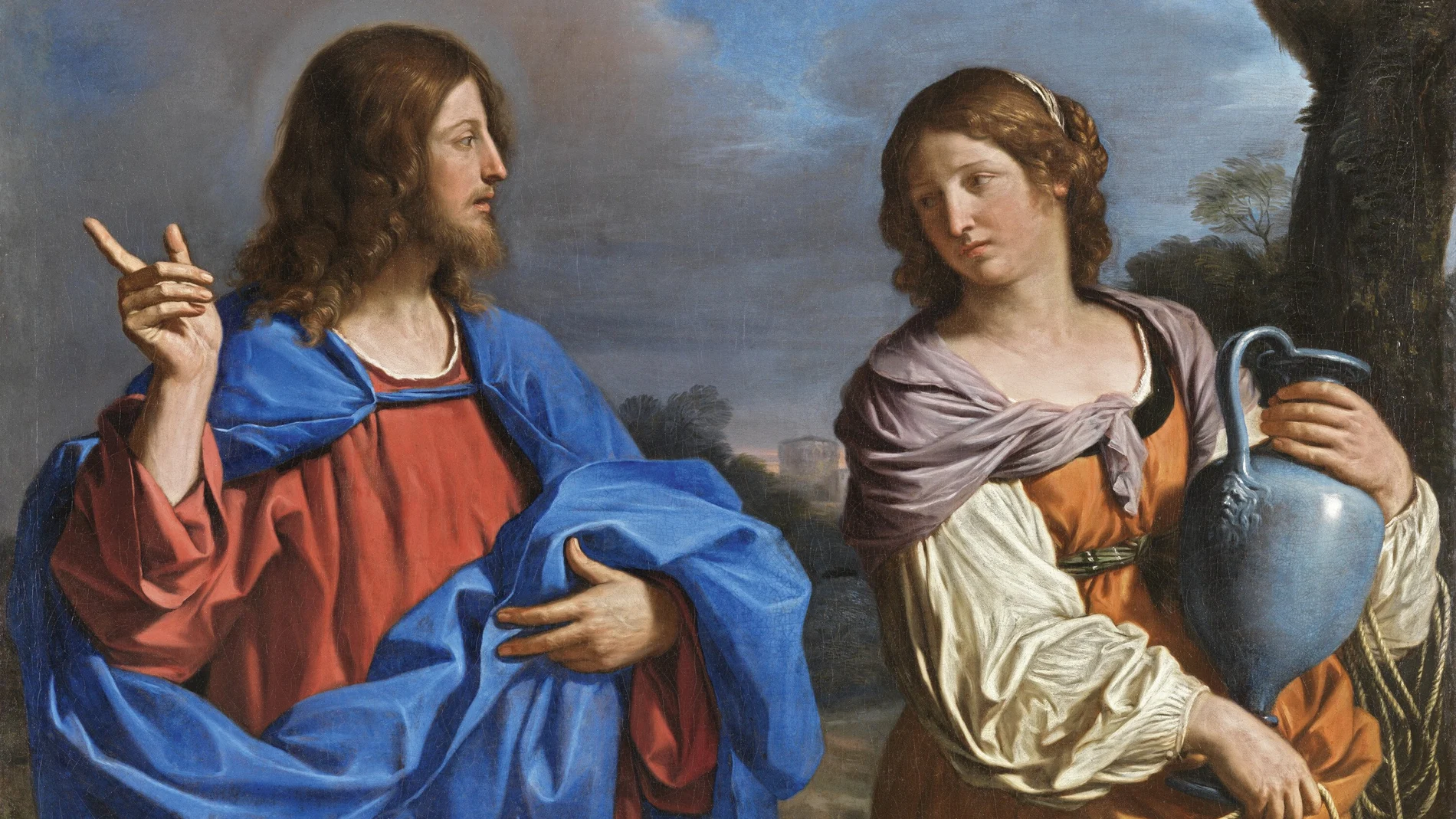 II Guercino (Giovanni Francesco Barbieri) Jesús y la samaritana en el pozo