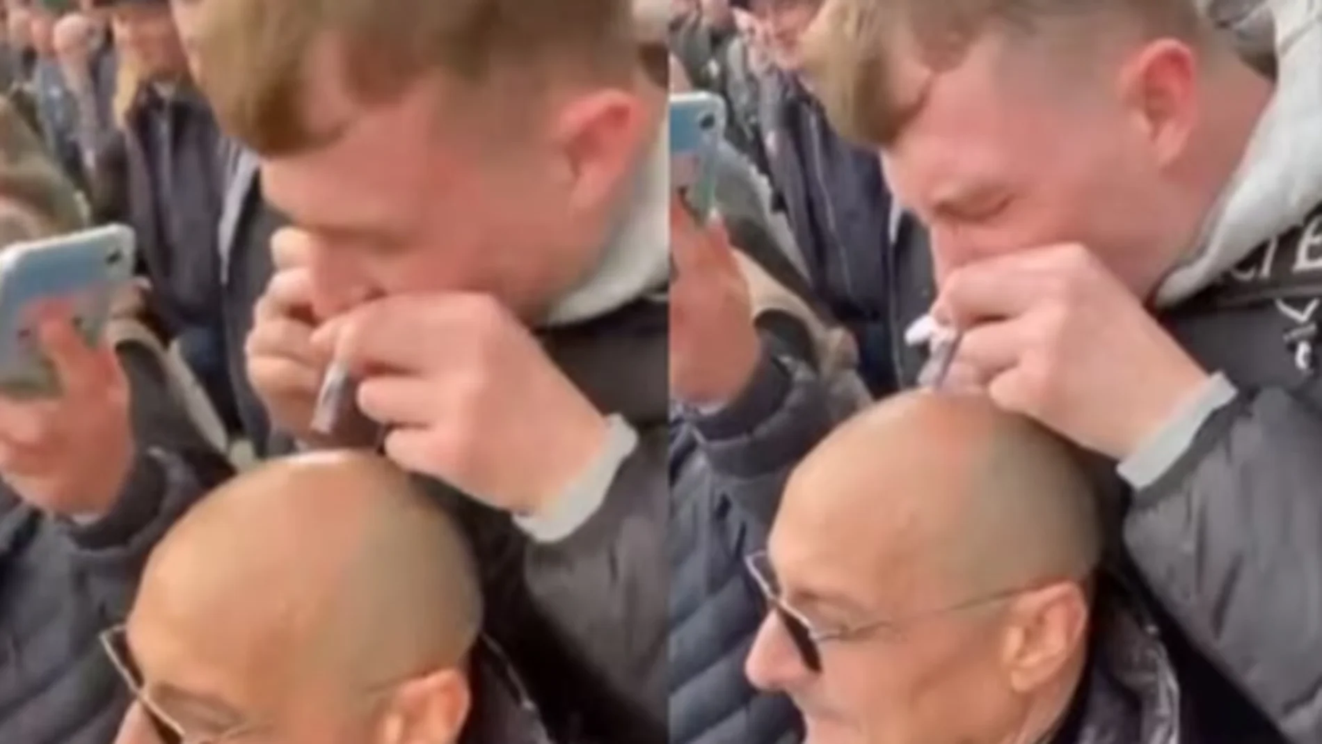 Un hincha inglés esnifando coca en pleno partido