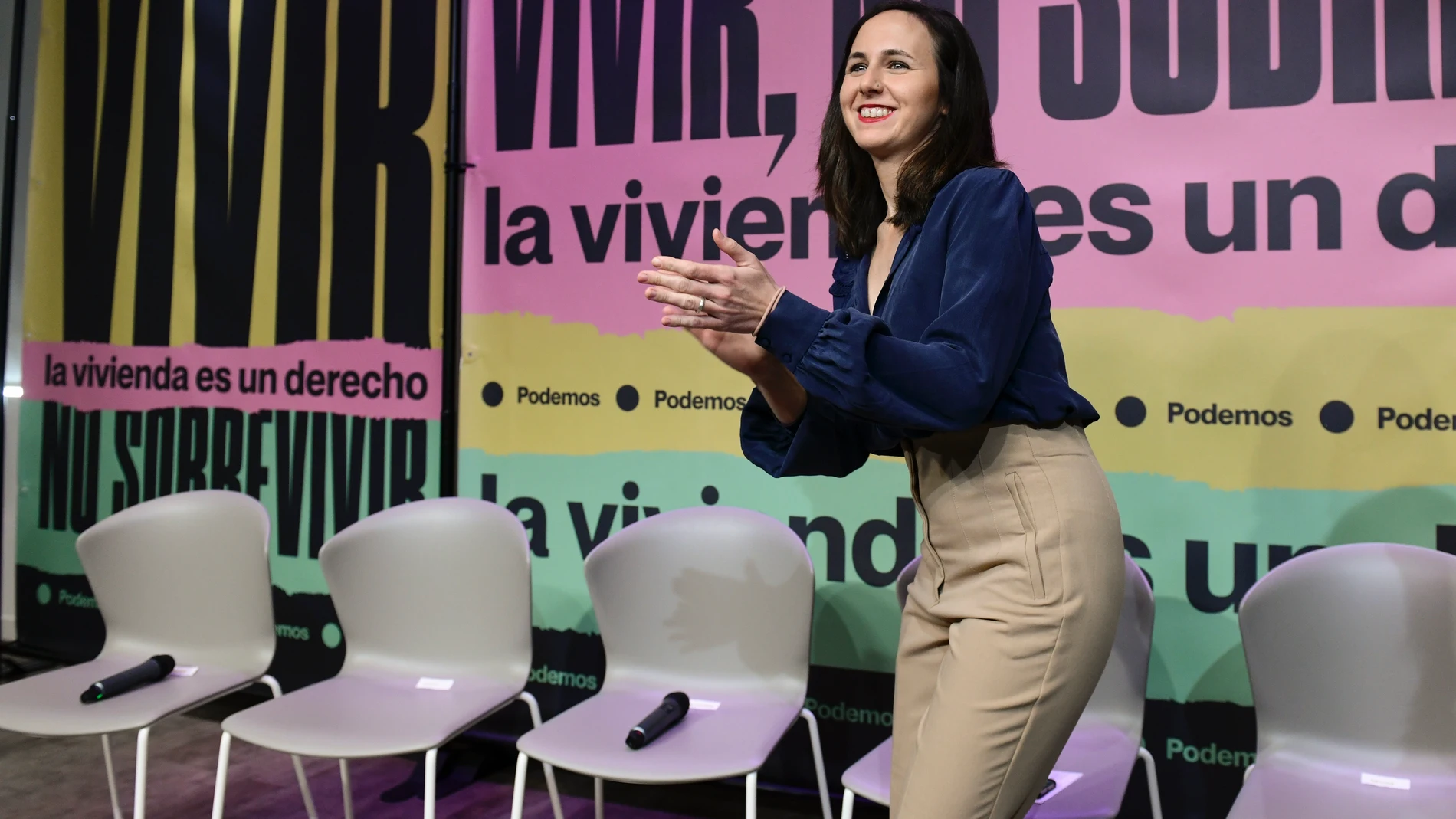 MADRID, 12/03/2023.-La ministra de Derechos Sociales y Agenda 2030, Ione Belarra, participa en el acto 'Vivir, no sobrevivir. La vivienda es un derecho" este domingo en Madrid. EFE/ Víctor Lerena 