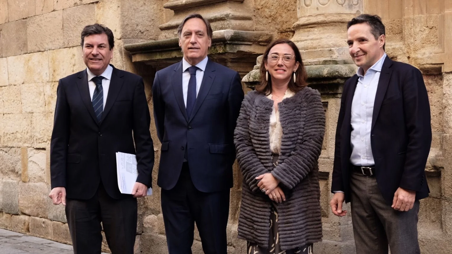 Fernández Carriedo, García carbayo, González Corral y Juan Manuel Corchado, a su llegada a la presentación del proyecto Digis3