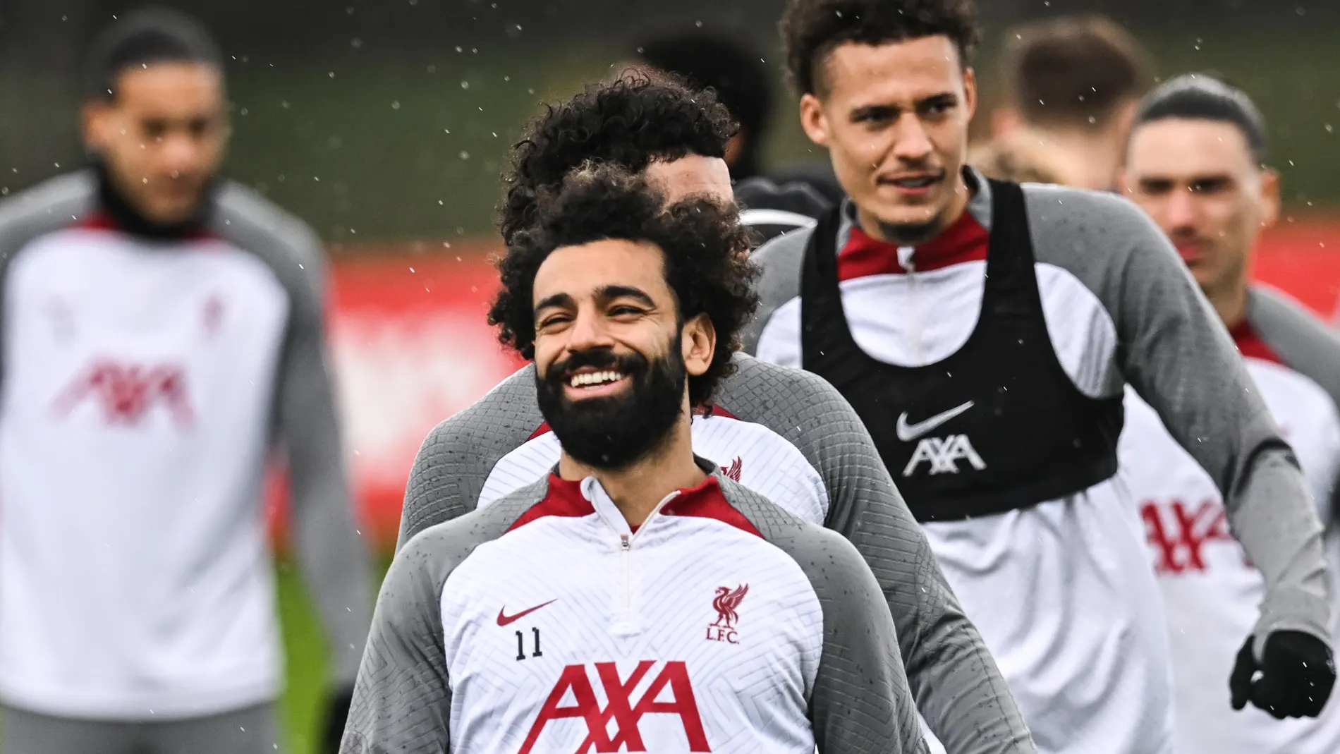 Mohamed Salah, en el entrenamiento del Liverpool antes de viajar a Madrid