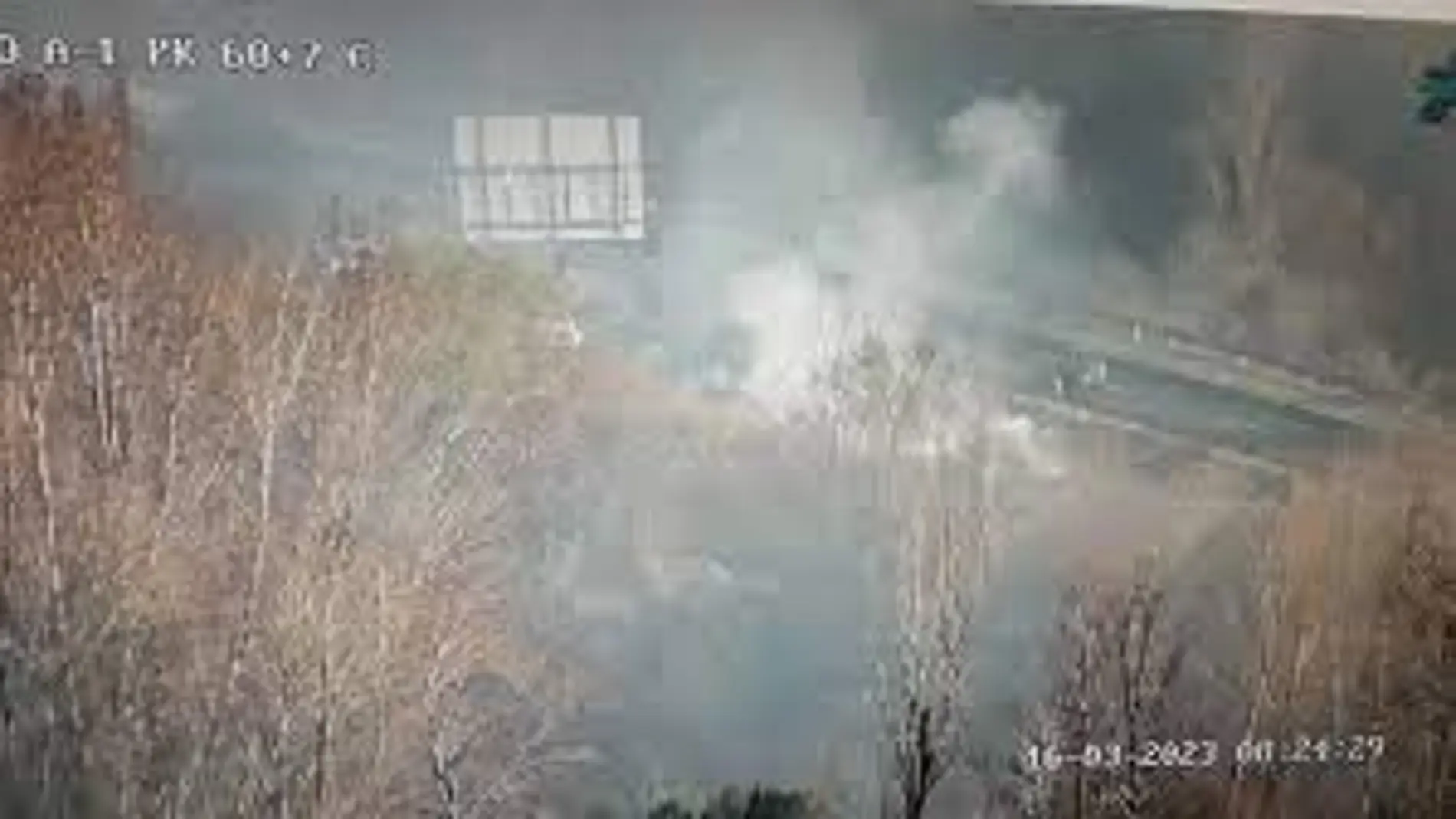 Madrid: incendio de un minibús escolar en la A-1 a la altura de La Cabrera