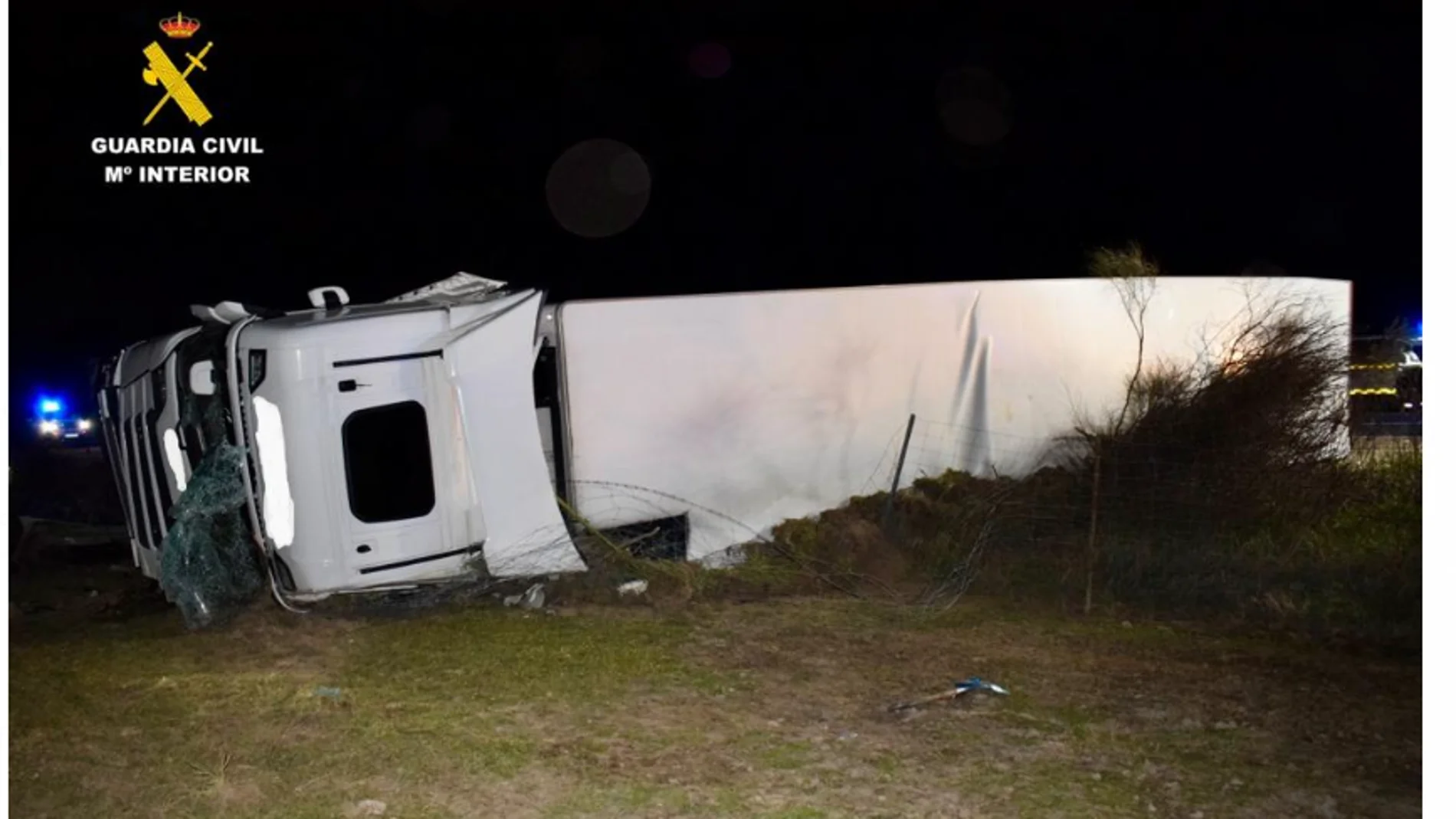 El camión implicado en el accidente