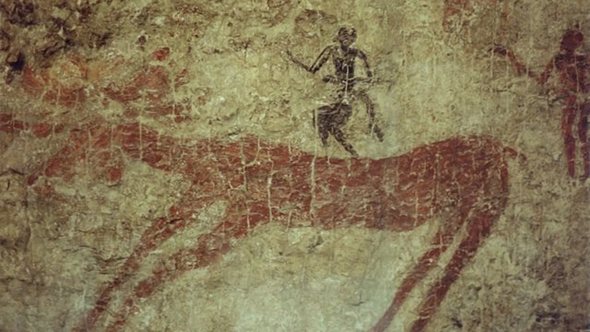 Caza de un ciervo. Pintura mural, VI milenio a.C. Museo de Civilizaciones de Anatolia, Ankara.