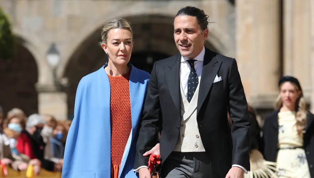 Marta Ortega and Carlos Torretta during the wedding of Isabelle Junot and Alvaro Falco in Plasencia (Caceres) on Saturday, 2 April 2022.